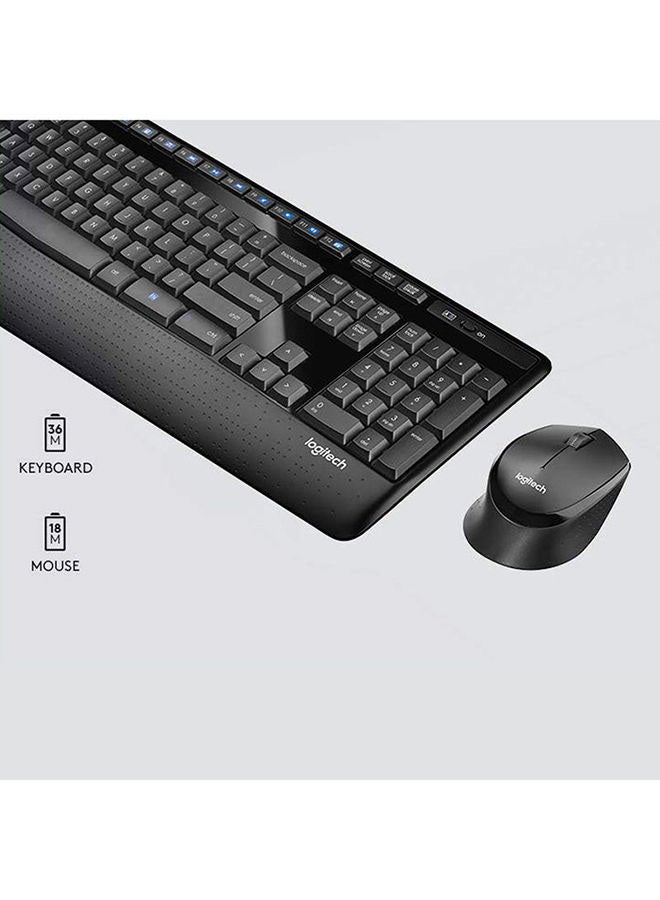 MK345 Wireless Keyboard and Mouse Combo – Full-Size QWERTY Keyboard with Palm Rest, Right-Handed Optical Mouse, 2.4GHz Wireless USB Receiver, Spill-Resistant, 1000 DPI, Long Battery Life, Compatible with Windows, macOS, ChromeOS Black