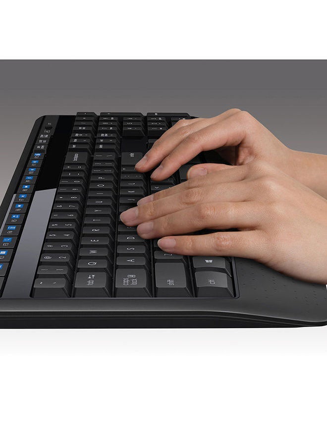 MK345 Wireless Keyboard and Mouse Combo – Full-Size QWERTY Keyboard with Palm Rest, Right-Handed Optical Mouse, 2.4GHz Wireless USB Receiver, Spill-Resistant, 1000 DPI, Long Battery Life, Compatible with Windows, macOS, ChromeOS Black
