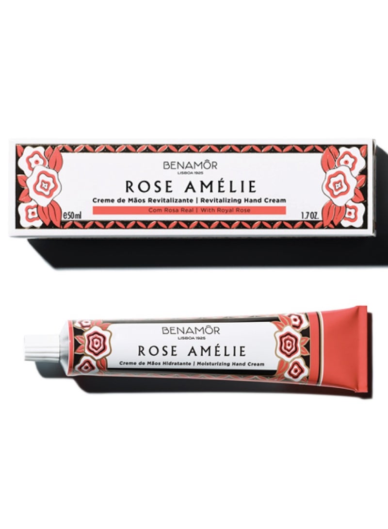 Benamor Rose Amelie Moisturising Hand Cream with Shea Butter Argan Oil Aloe Vera Natural Ingredients Paraben Free Vegan 50ml