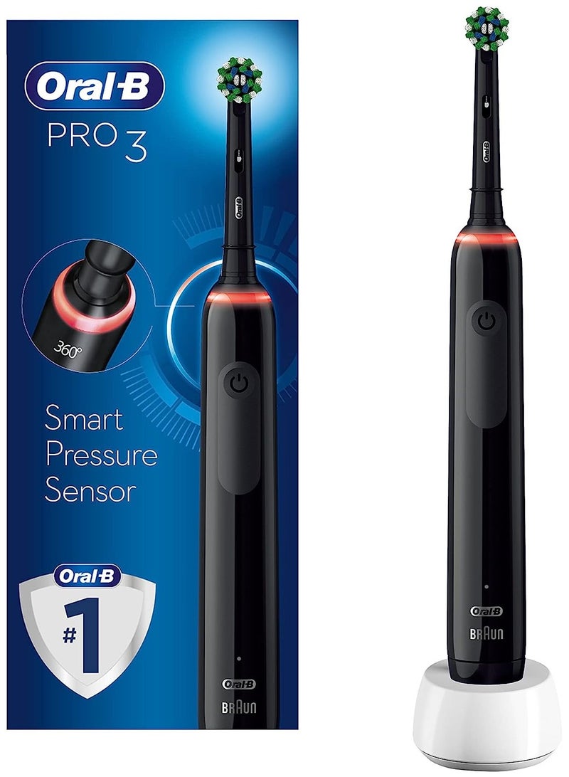 Oral-B Pro 3 Electric Toothbrush with Smart Pressure Sensor, Cross Action Toothbrush Head, 3000 Black