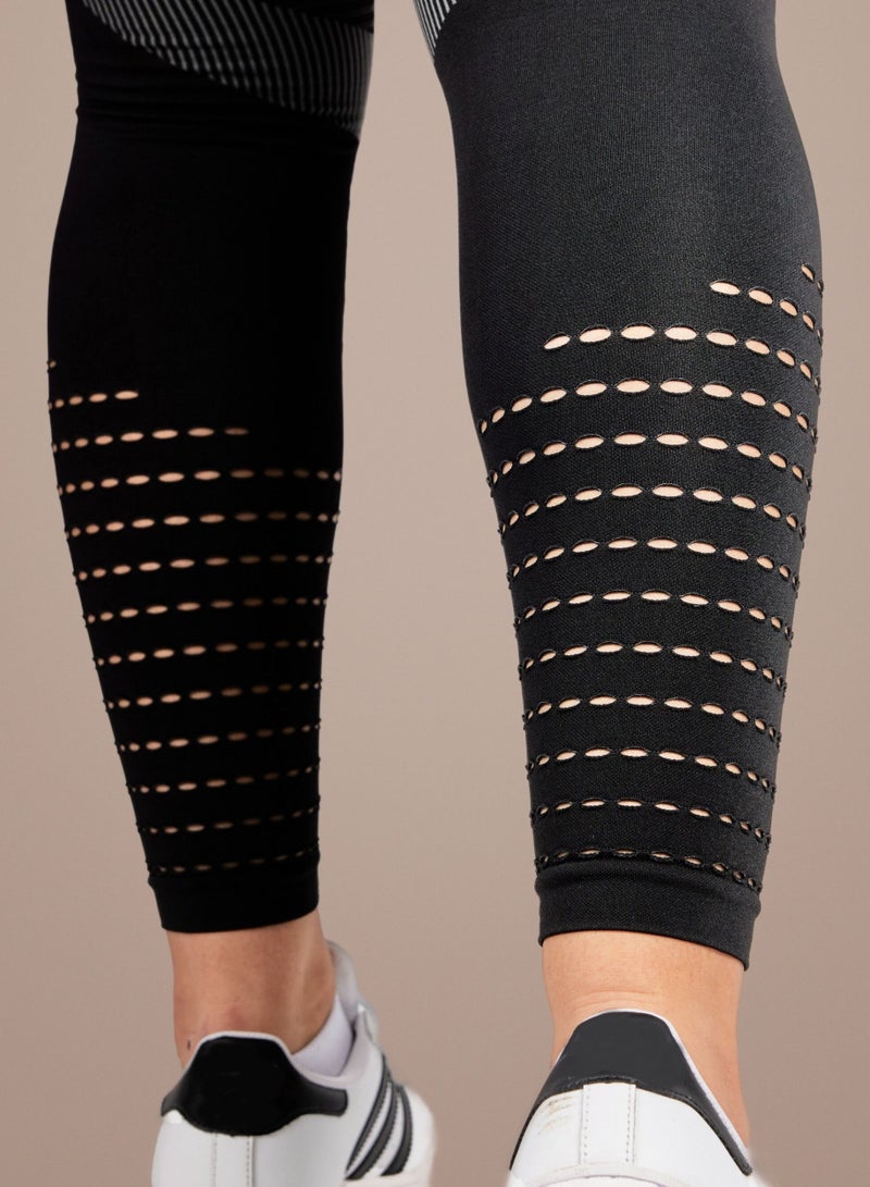 SpinFit High Waist Hollow Leggings - Black