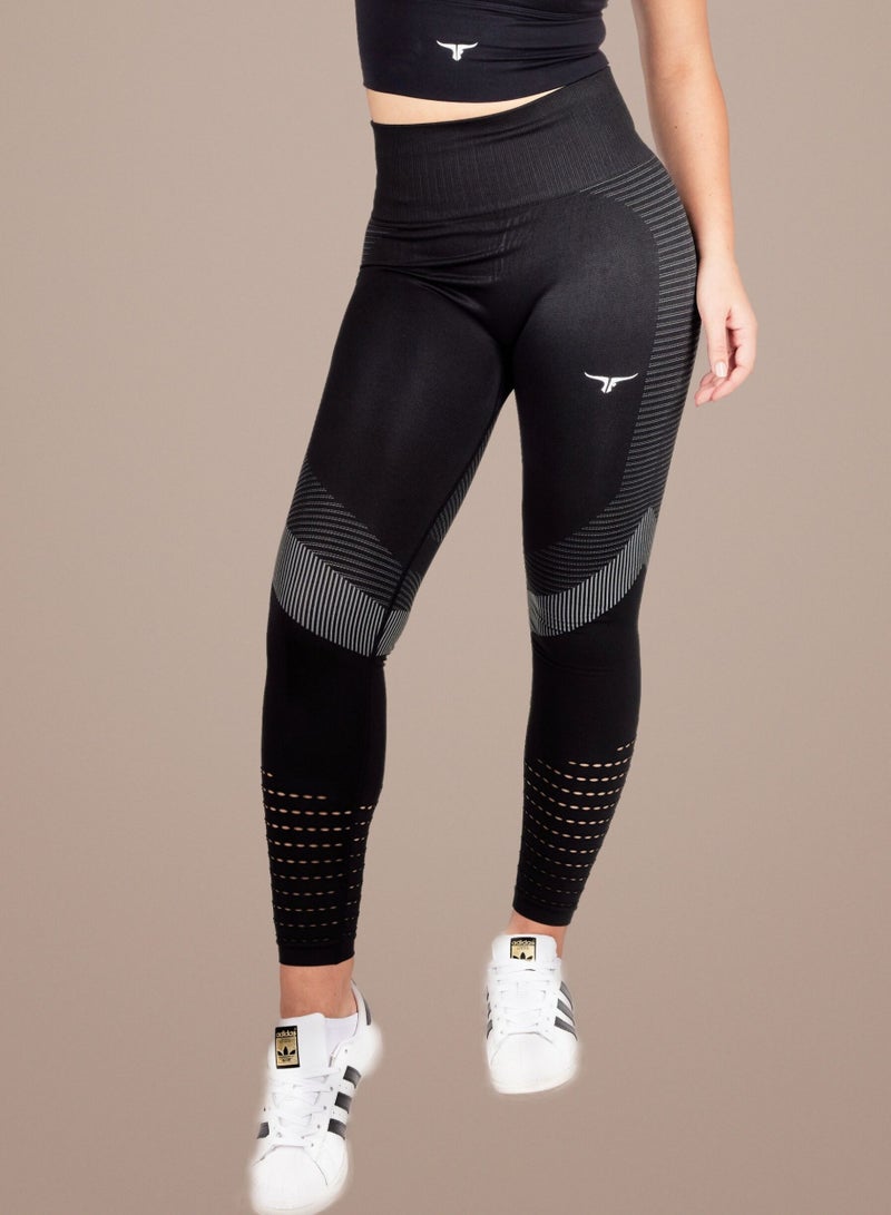 SpinFit High Waist Hollow Leggings - Black