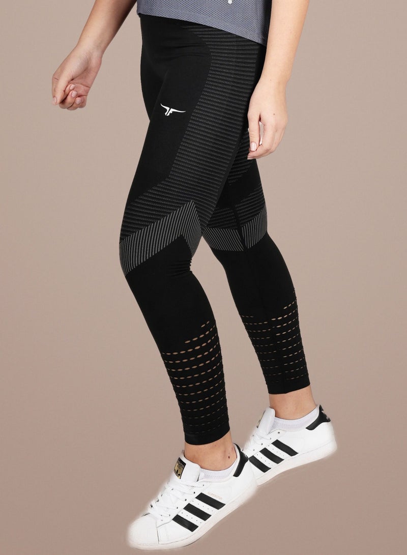 SpinFit High Waist Hollow Leggings - Black