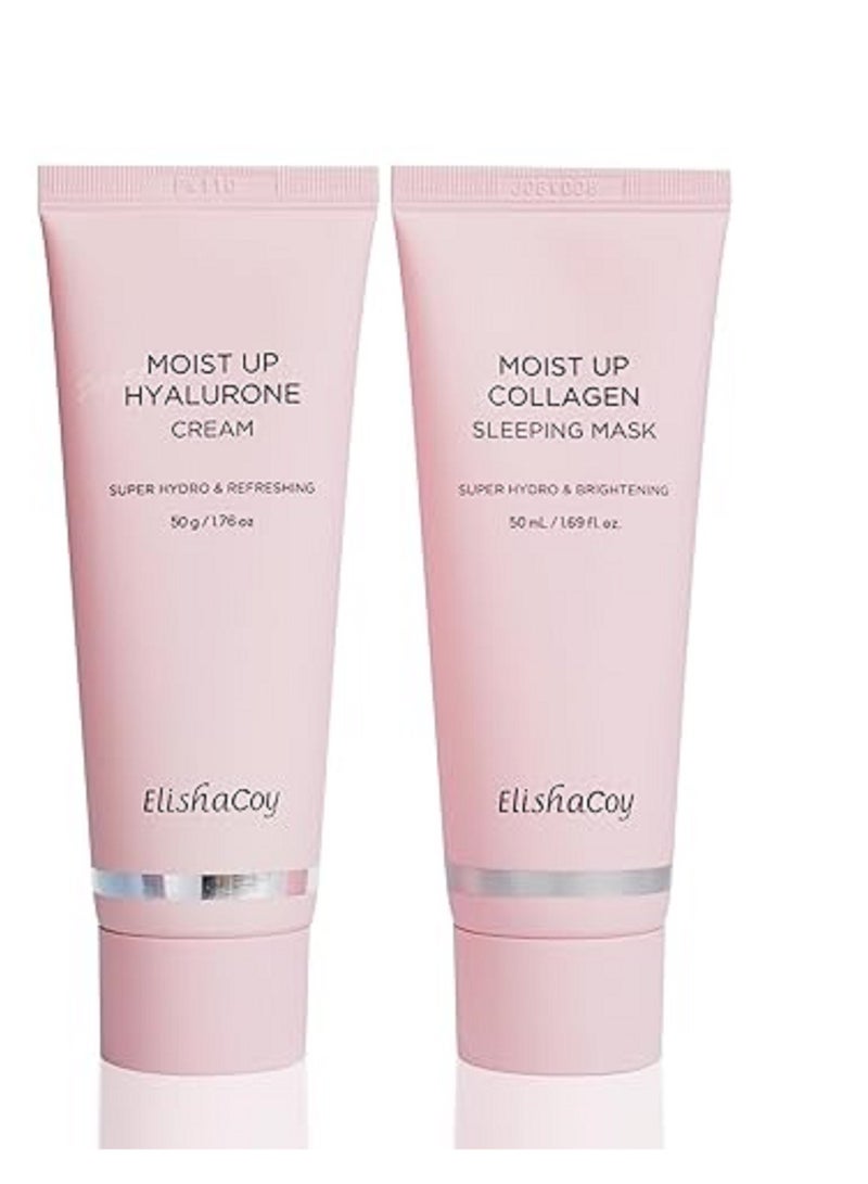 Moist Up Hyalurone Cream 1.7oz & Collagen Sleeping Mask 1.69 fl.oz set