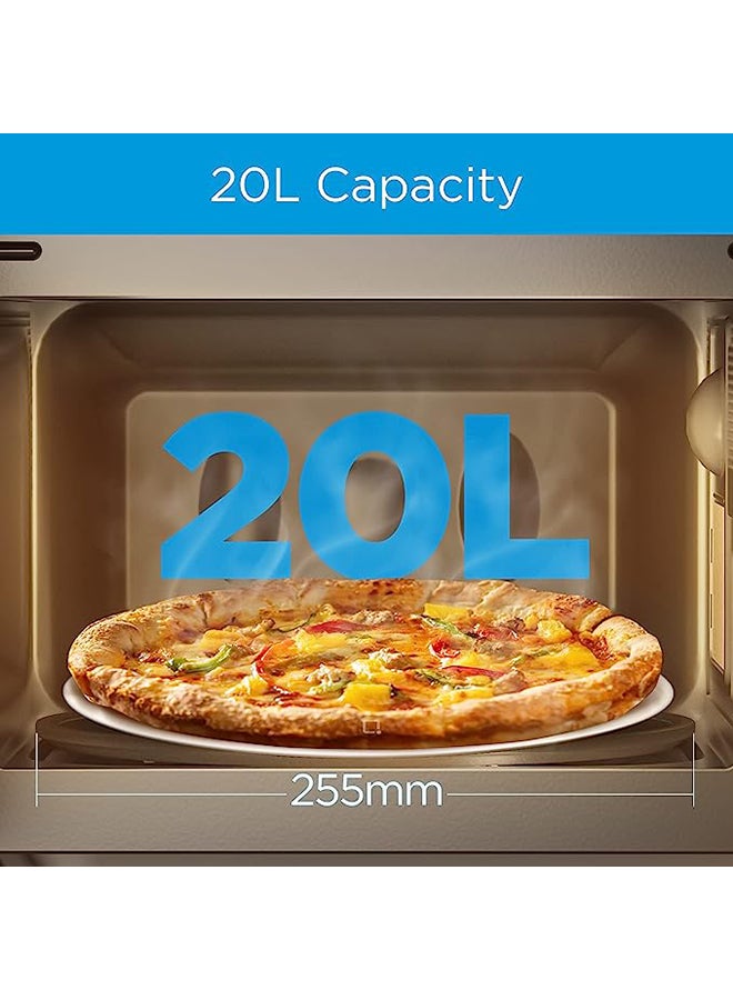 Solo Microwave Oven with Digital Touch Control,Child Lock, Memory Function, Defrost-by-weight-or-time, Fast Reheat, Push Button Door Opening, Best for Home & Office 20 L EM721BK Black