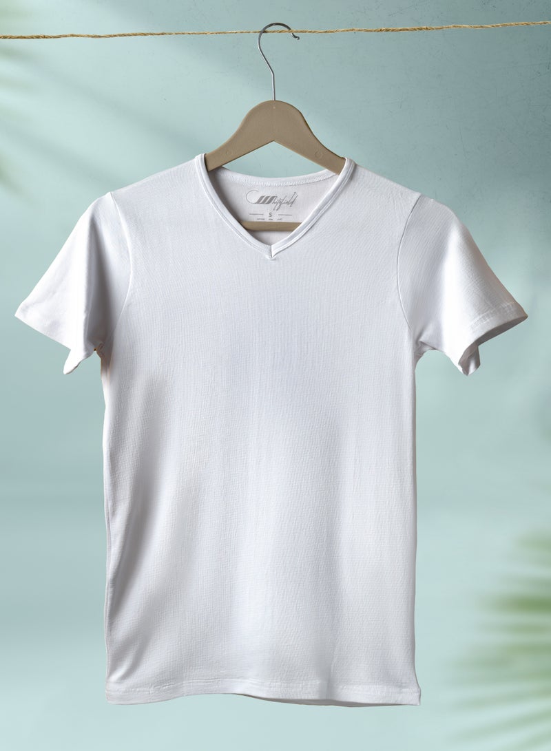 Men's V-Neck Cotton Vest Men's White 95% cotton and 5% elastane Underwear Undershirt Tagless Body Fit T-Shirt [Pack of 2]