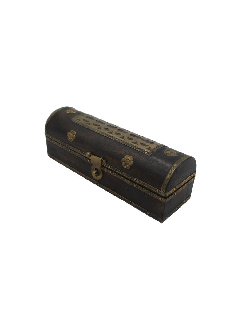 Handmade Wooden Incense Box with Brass Work