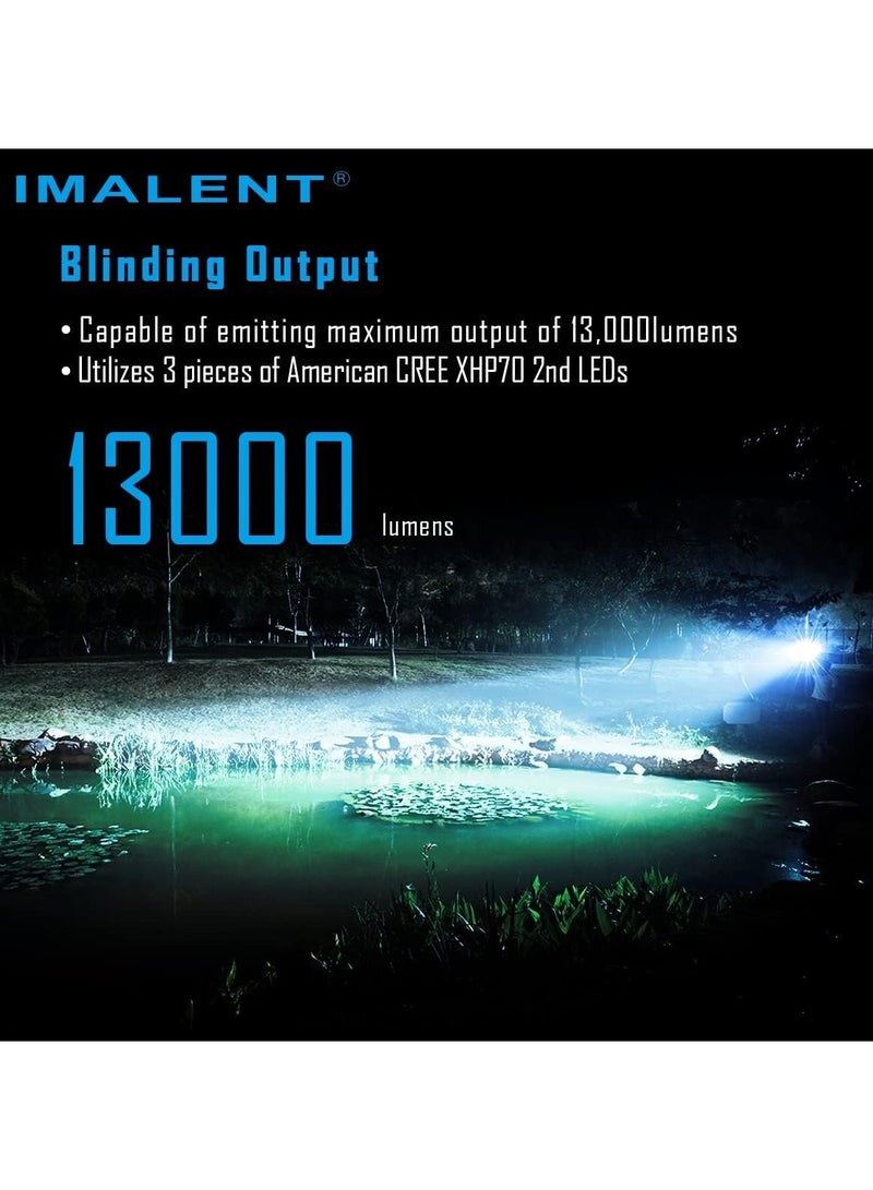 MS03 Tactical Flashlight 13000 Lumens LED Flashlight Uses 3 Pcs CREE XHP70 LEDs  Powerful Handlight for Camping