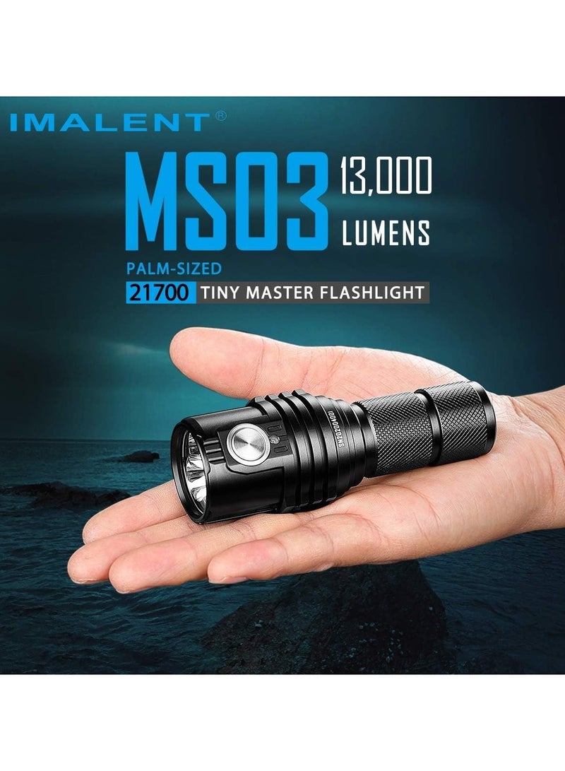 MS03 Tactical Flashlight 13000 Lumens LED Flashlight Uses 3 Pcs CREE XHP70 LEDs  Powerful Handlight for Camping