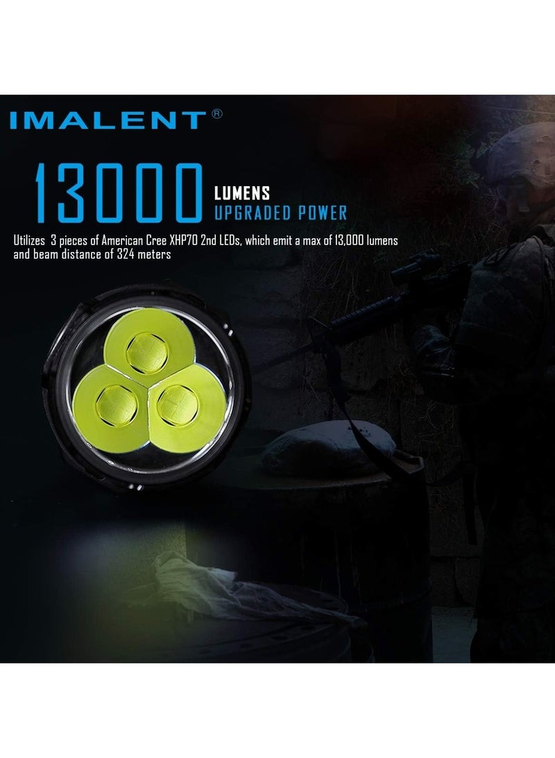 MS03 Tactical Flashlight 13000 Lumens LED Flashlight Uses 3 Pcs CREE XHP70 LEDs  Powerful Handlight for Camping