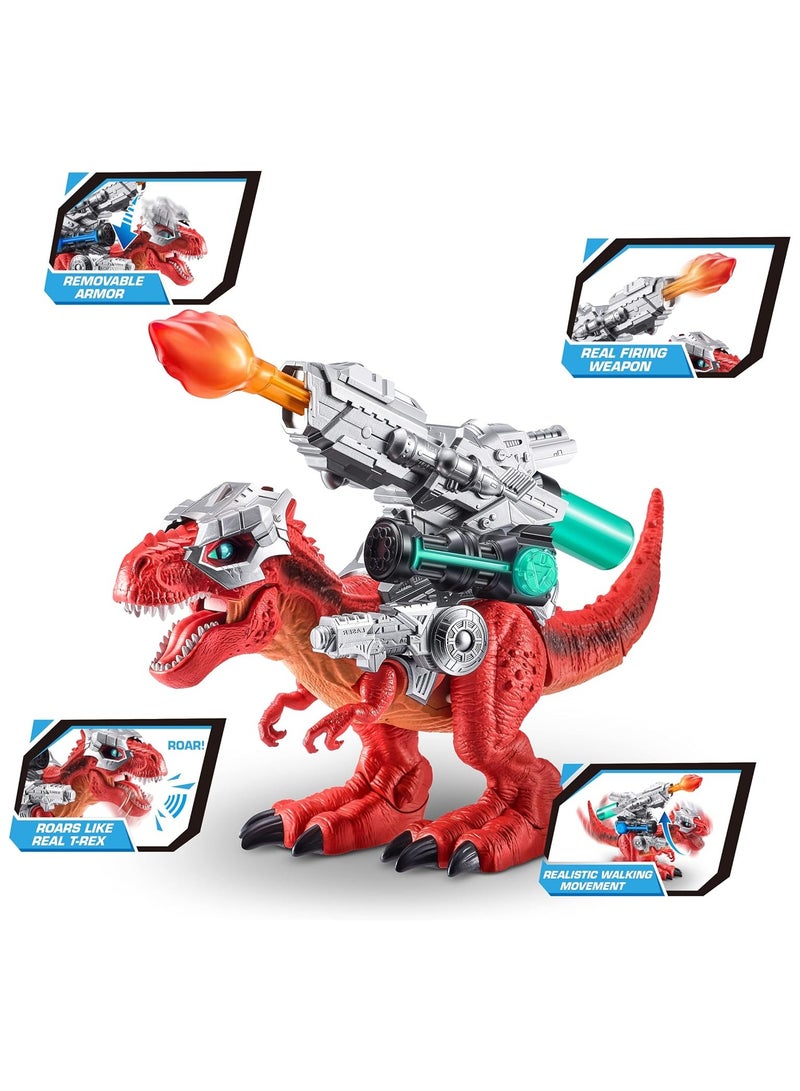 Robo Alive Dino Wars Mega-Rex by ZURU, Dinosaur Battle, Boys 4-8, Realistic Walking, Gaint T-Rex with Armor, Electronic Toy Dinosaur, 30 cm