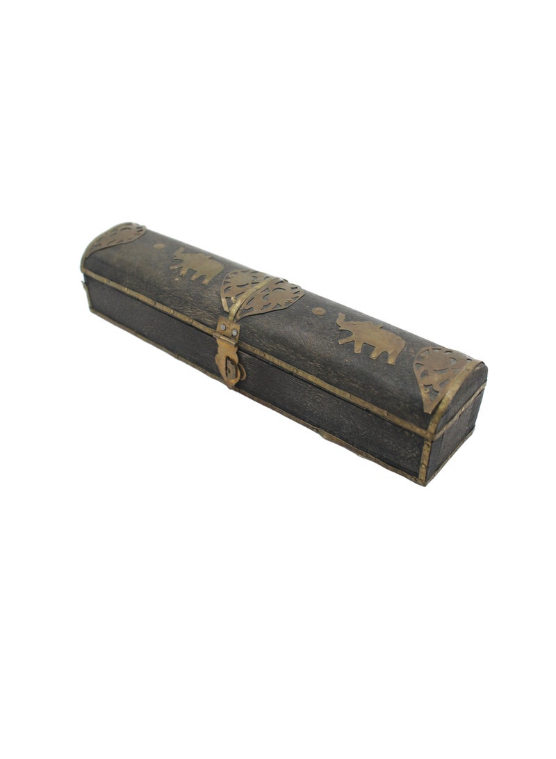 Handmade Wooden Incense Box with Brass Work