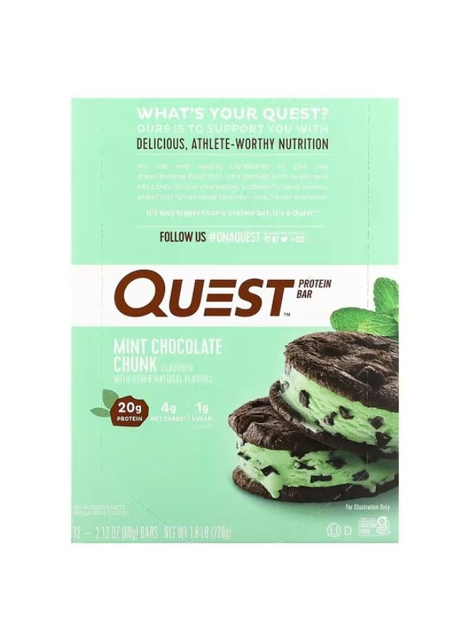 Quest Nutrition Protein Bar Mint Chocolate Chunk 12 Bars 2.12 oz (60 g) Each