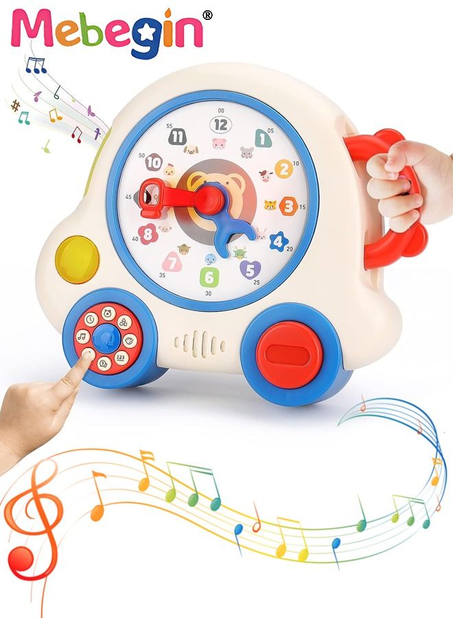 Kids Learning Clock Toy, Toddler Educational Teaching Clock, Electronic Teach and Talk Play Clock with 30 Types of Music, Birthday Gifts for 2 3 4 5 Year Old Child