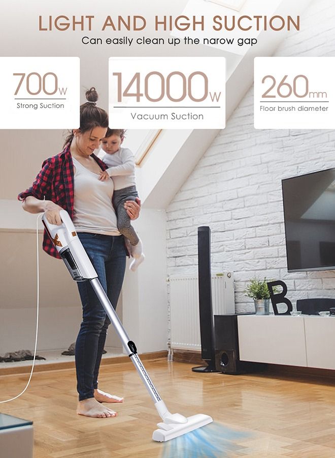 Vacuum Cleaner, 18000PA Suction /650W Motor 5M Corded Stick Vacuum Cleaner,  with Multifunction Lightweight Handheld Stick Cleaner for Hard Floor/Carpet/Pet Hair