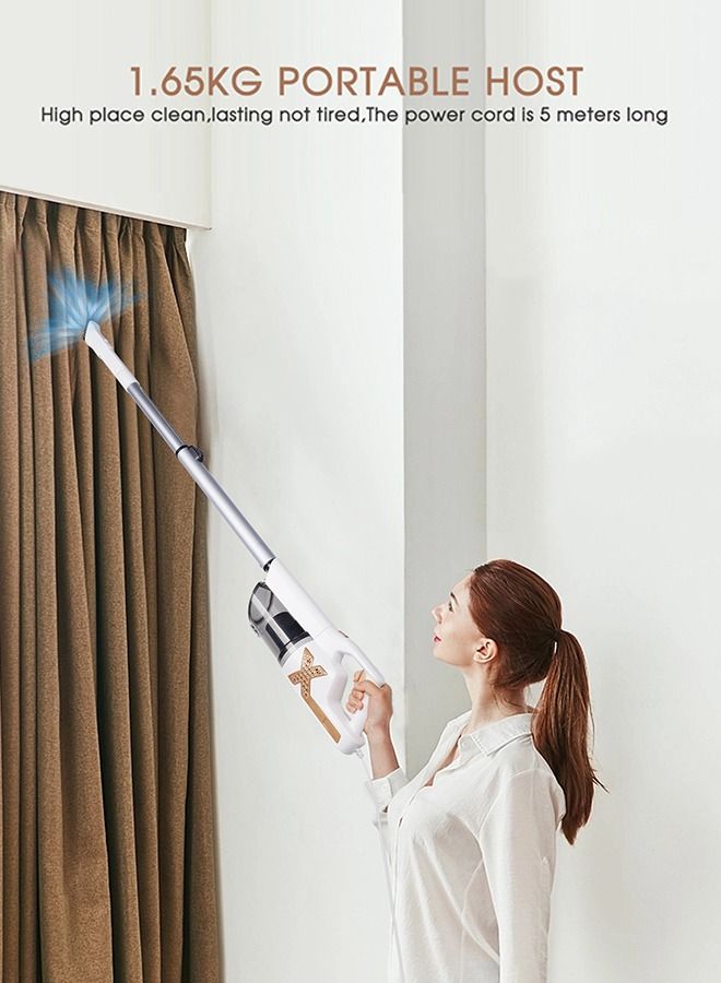 Vacuum Cleaner, 18000PA Suction /650W Motor 5M Corded Stick Vacuum Cleaner,  with Multifunction Lightweight Handheld Stick Cleaner for Hard Floor/Carpet/Pet Hair