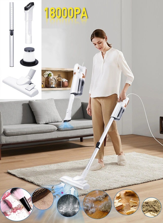 Vacuum Cleaner, 18000PA Suction /650W Motor 5M Corded Stick Vacuum Cleaner,  with Multifunction Lightweight Handheld Stick Cleaner for Hard Floor/Carpet/Pet Hair
