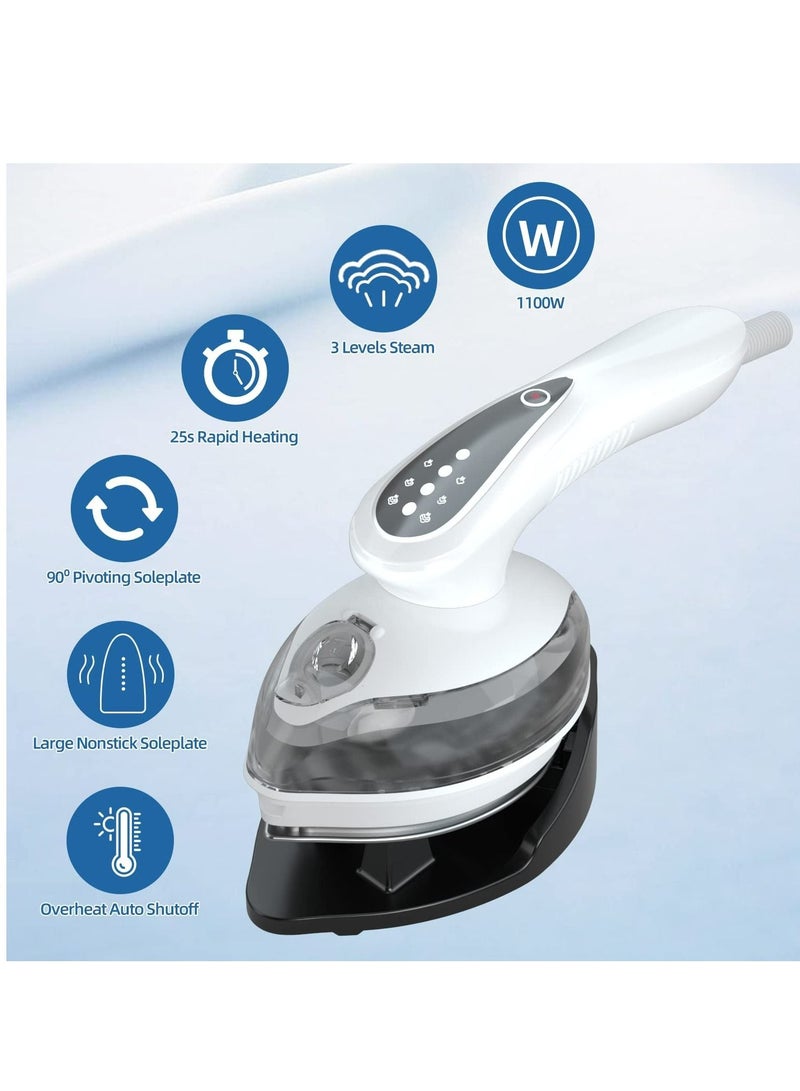 Mini Steamer Travel Iron, Portable Lightweight Steam Iron for Clothes, Iron for Dry & Wet, Ceramic Coated Soleplate, Anti Drip Clothes Iron Steam with 3 Preset Steam