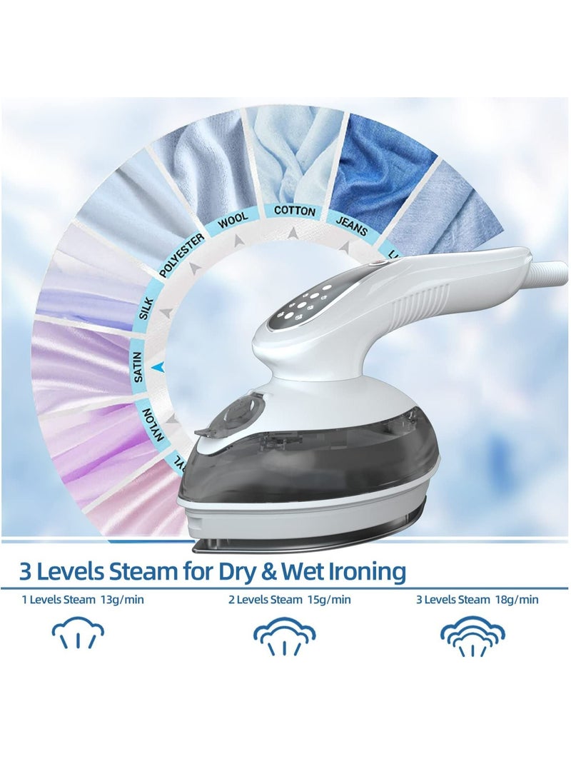 Mini Steamer Travel Iron, Portable Lightweight Steam Iron for Clothes, Iron for Dry & Wet, Ceramic Coated Soleplate, Anti Drip Clothes Iron Steam with 3 Preset Steam