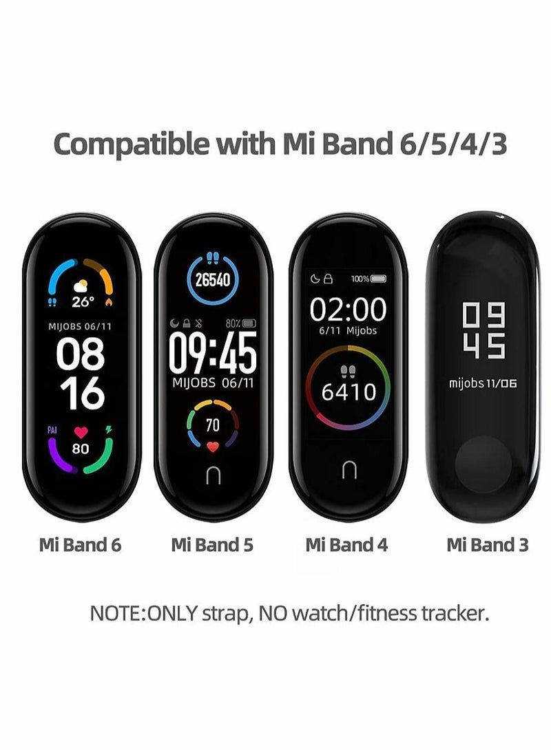 For Mi Band Strap Replacement, Smart Watch Wristband Replacement Accessories for Mi Band 6 5 4 3 Metal Strap Stainless Steel Bracelet (Black)