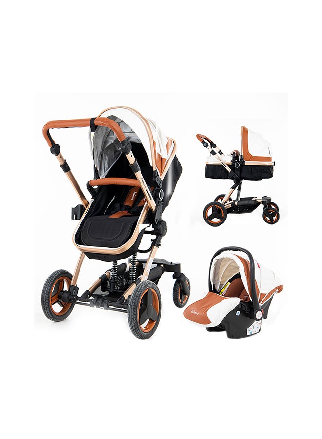 8 White & Beige - 4 In 1 Luxury Travel System