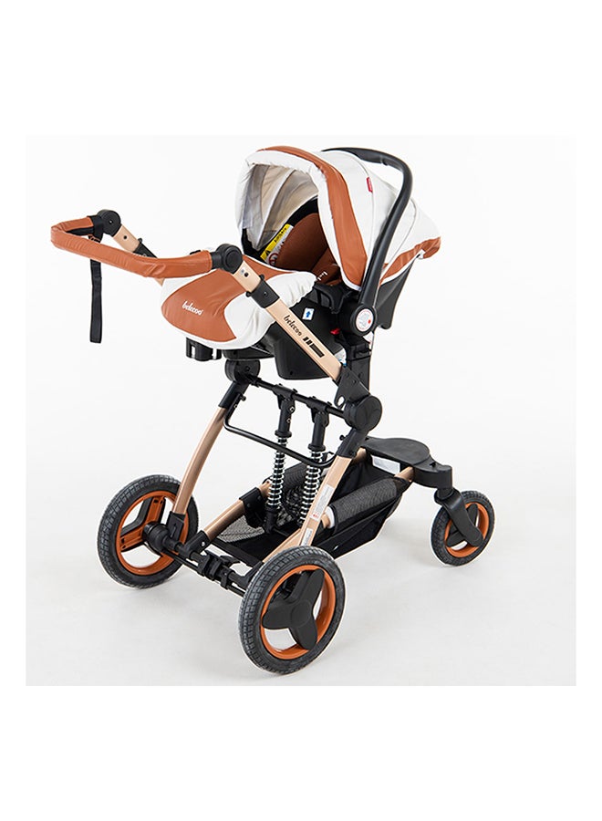 8 White & Beige - 4 In 1 Luxury Travel System