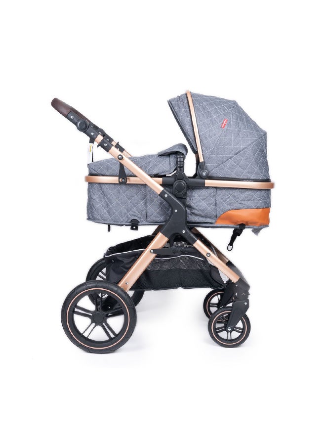 3-in-1 Luxury Baby Travel System – Ultra-Compact Fold-to-Half Stroller with Infant Car Seat, Convertible Bassinet & Reversible Toddler Seat – Lightweight, One-Hand Fold, Adjustable Recline, Oversized Canopy, All-Terrain Wheels & Large Storage Basket – Elegant Grey