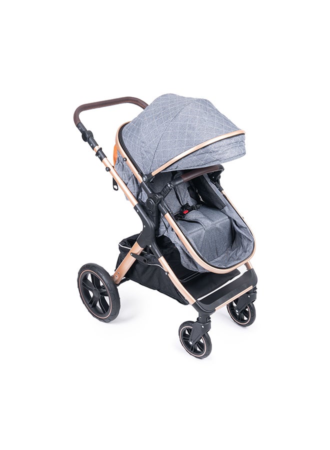 3-in-1 Luxury Baby Travel System – Ultra-Compact Fold-to-Half Stroller with Infant Car Seat, Convertible Bassinet & Reversible Toddler Seat – Lightweight, One-Hand Fold, Adjustable Recline, Oversized Canopy, All-Terrain Wheels & Large Storage Basket – Elegant Grey