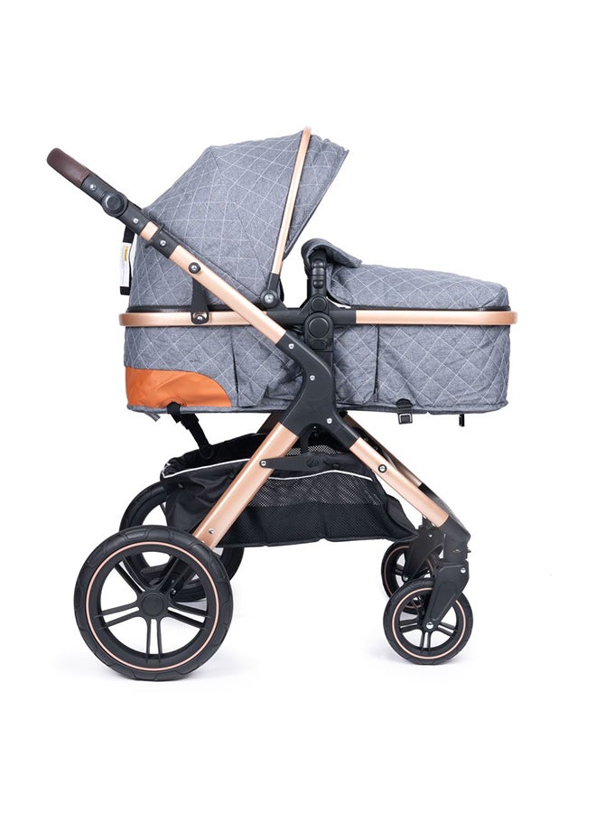 3-in-1 Luxury Baby Travel System – Ultra-Compact Fold-to-Half Stroller with Infant Car Seat, Convertible Bassinet & Reversible Toddler Seat – Lightweight, One-Hand Fold, Adjustable Recline, Oversized Canopy, All-Terrain Wheels & Large Storage Basket – Elegant Grey