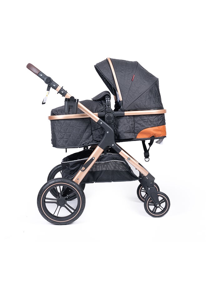 Belecoo 3-in-1 Luxury Baby Travel System – Ultra-Compact Fold-to-Half Stroller with Infant Car Seat, Convertible Bassinet & Reversible Toddler Seat – Lightweight, One-Hand Fold, Adjustable Recline, Oversized Canopy, All-Terrain Wheels & Large Storage Basket – Elegant Black