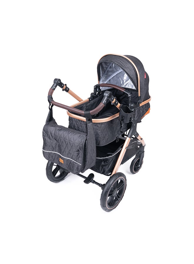 Belecoo 3-in-1 Luxury Baby Travel System – Ultra-Compact Fold-to-Half Stroller with Infant Car Seat, Convertible Bassinet & Reversible Toddler Seat – Lightweight, One-Hand Fold, Adjustable Recline, Oversized Canopy, All-Terrain Wheels & Large Storage Basket – Elegant Black
