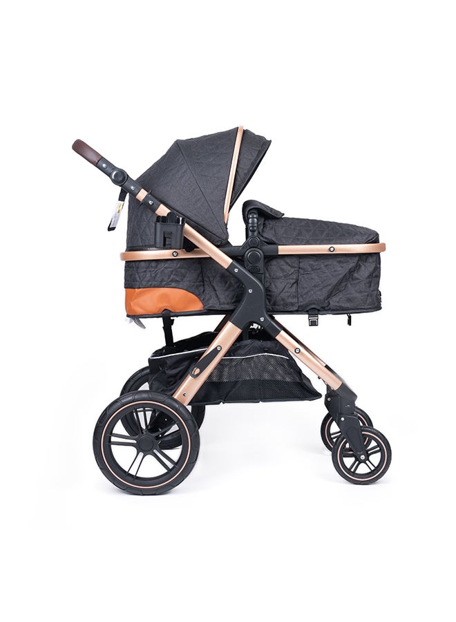 Belecoo 3-in-1 Luxury Baby Travel System – Ultra-Compact Fold-to-Half Stroller with Infant Car Seat, Convertible Bassinet & Reversible Toddler Seat – Lightweight, One-Hand Fold, Adjustable Recline, Oversized Canopy, All-Terrain Wheels & Large Storage Basket – Elegant Black