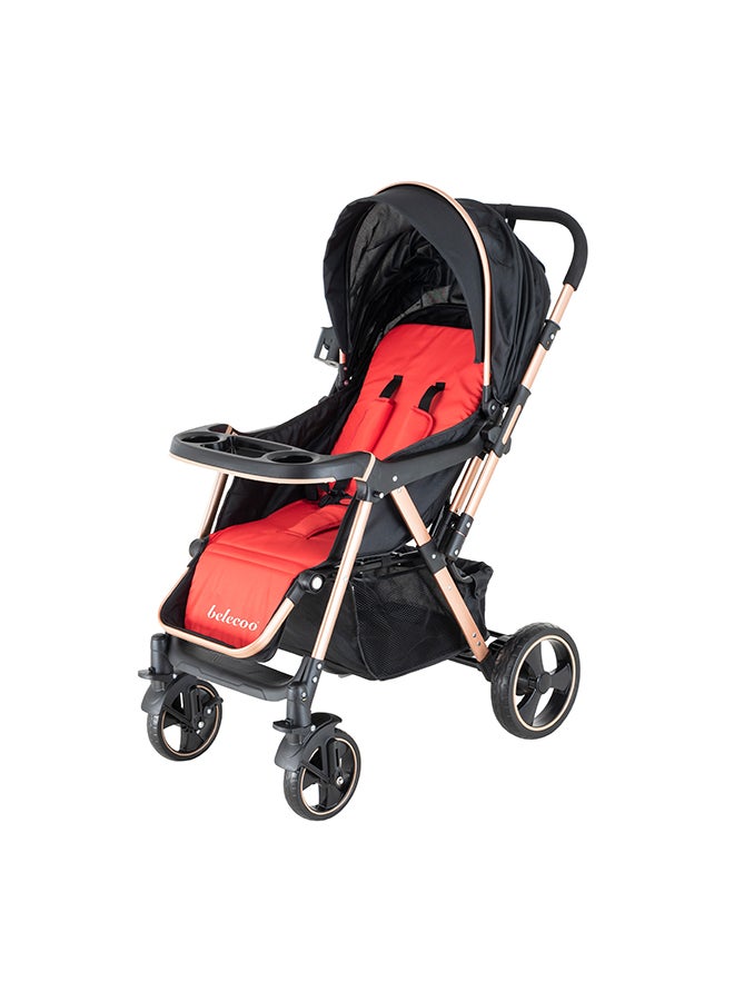 Belecoo Urban Lux 3 City Stroller – Bold Red | Sleek, Foldable & Travel-Ready