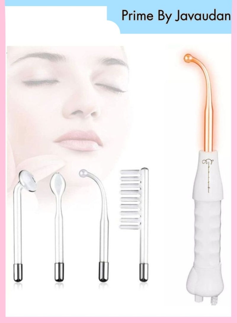 4 in 1 Portable High Frequency Skin Therapy Machine, Blemish & Spot Control, Skin Tightening & Radiance, Wrinkle Reducing Skin Therapy Wand with 4 Different Tubes