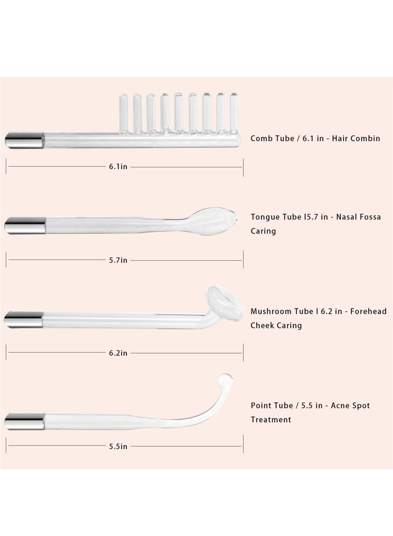 4 in 1 Portable High Frequency Skin Therapy Machine, Blemish & Spot Control, Skin Tightening & Radiance, Wrinkle Reducing Skin Therapy Wand with 4 Different Tubes