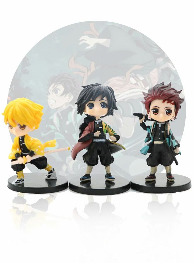 6 Pieces of Demon Slayer Statue Demon Slayer Figure with Bases Collectible Action Figure Model Set Car Decoration Cake Decoration Tanjirou Nezuko Zenitsu Agatsum Giyu Tomioka Shinobu Kocho