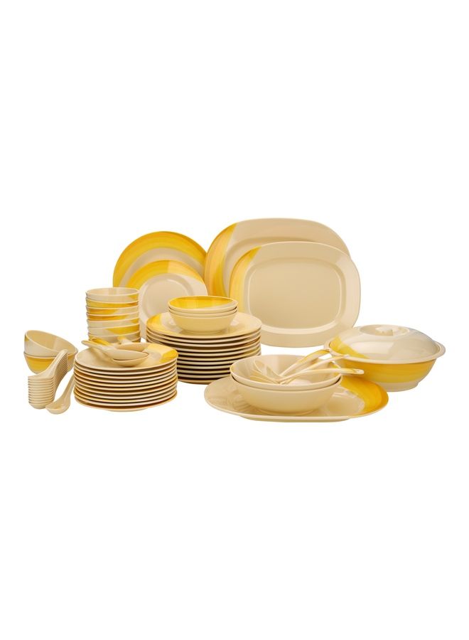 Royalford RF8102 Ribble Designed Melamine Dinner Set, 64 Pcs Beige