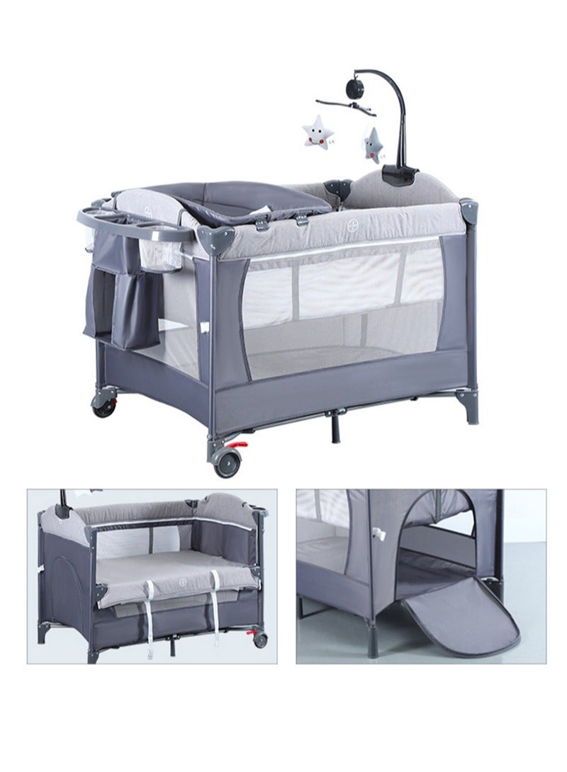 5-in-1 Pack and Play, Baby Bedside Sleeper with Bassinet, Multifunction Bedside Crib from Newborn to Toddlers