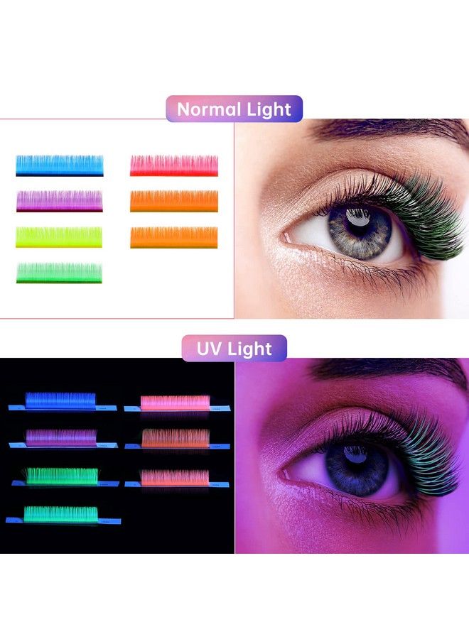 Colored Lash Extension Easy Fan Neon Rainbow Lashes 7 Colors Volumn Lashes Ombre Lash Extensions Self Fanning D+ Curl 0.07Mm 13Mm 15Mm Dramatic Eyelashes