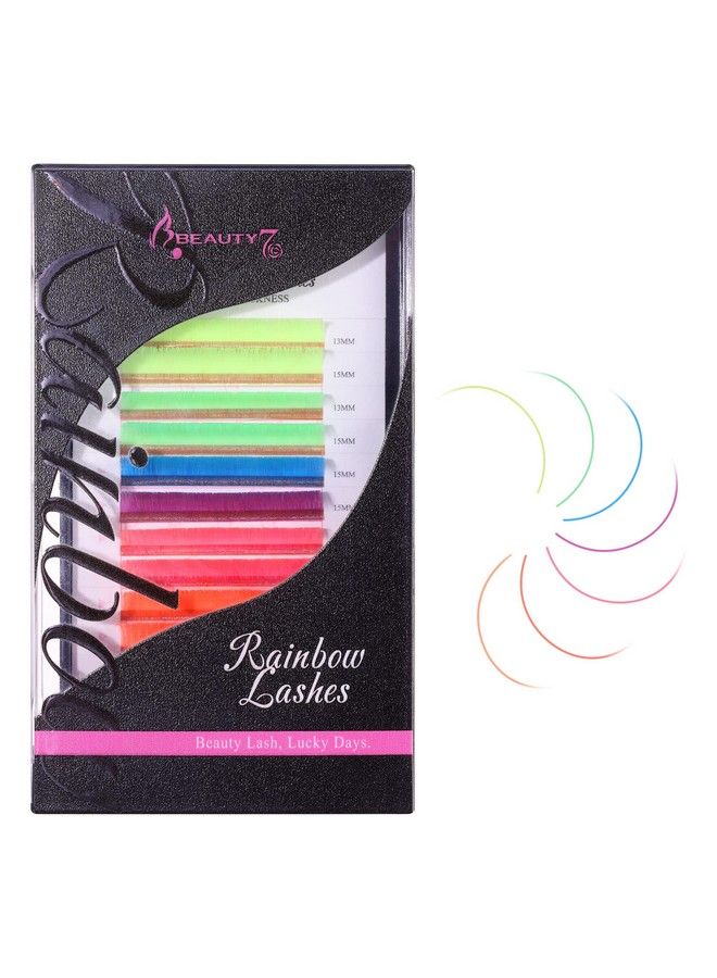 Colored Lash Extension Easy Fan Neon Rainbow Lashes 7 Colors Volumn Lashes Ombre Lash Extensions Self Fanning D+ Curl 0.07Mm 13Mm 15Mm Dramatic Eyelashes