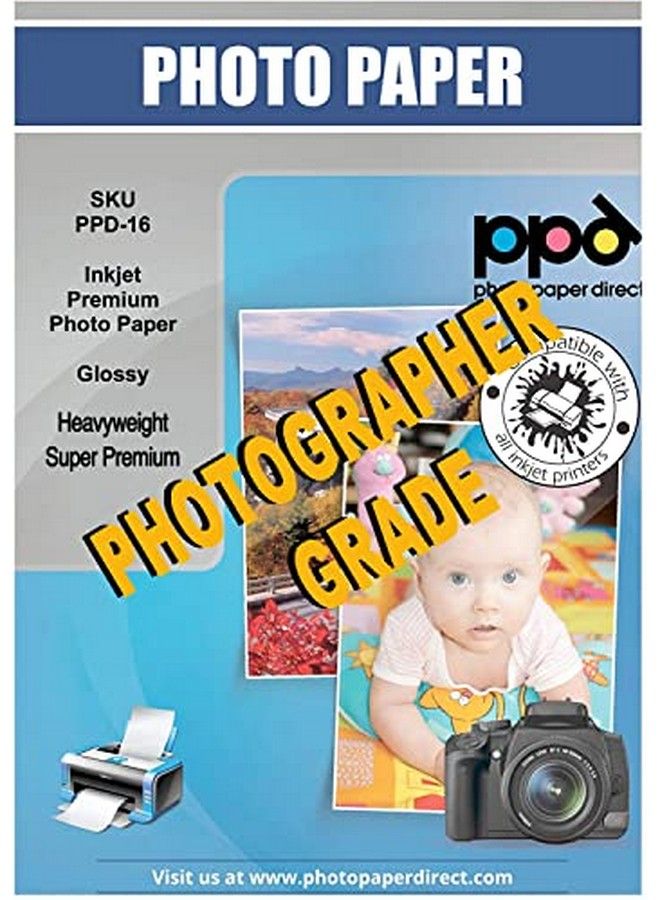 Ppd 50 Sheets Inkjet Super Premium Glossy Photo Paper 11X17 68Lbs 255Gsm 10.5Mil Tabloid Size Microporous Professional Photographer Grade Instant Dry Fade And Water Resistant (Ppd1650)