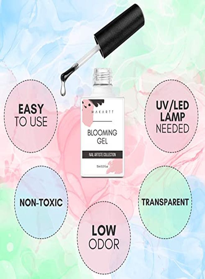 Clear Blooming Gel15Ml Uv Led Soak Off Nail Art Polish For Spreading Effect Marble Nail Polish Gel Paint Nail Designs For  Flower Animal Watercolor Magic Manicure Kit