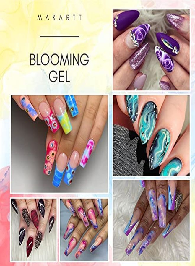 Clear Blooming Gel15Ml Uv Led Soak Off Nail Art Polish For Spreading Effect Marble Nail Polish Gel Paint Nail Designs For  Flower Animal Watercolor Magic Manicure Kit