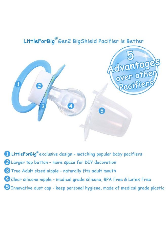 Bigshield Generationii Adult Sized Pacifier Baby Cuties Pattern Blue Kitty
