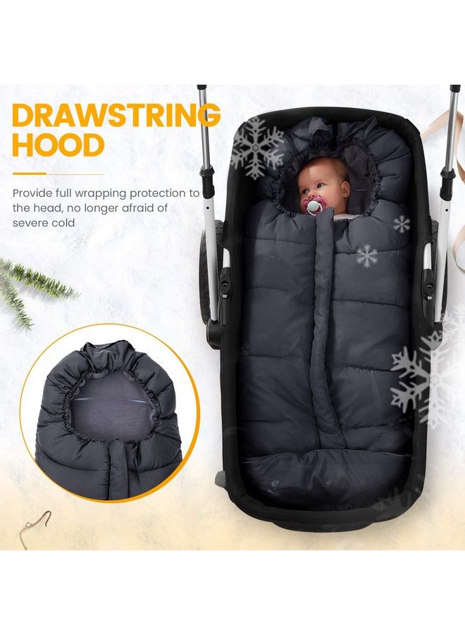 Universal Footmuff For Stroller Winter Warm Baby Stroller Bunting Bag Waterproof Windproof Warm Coral Fleece Lined For Toddler Stroller Sleeping Bag (Black)