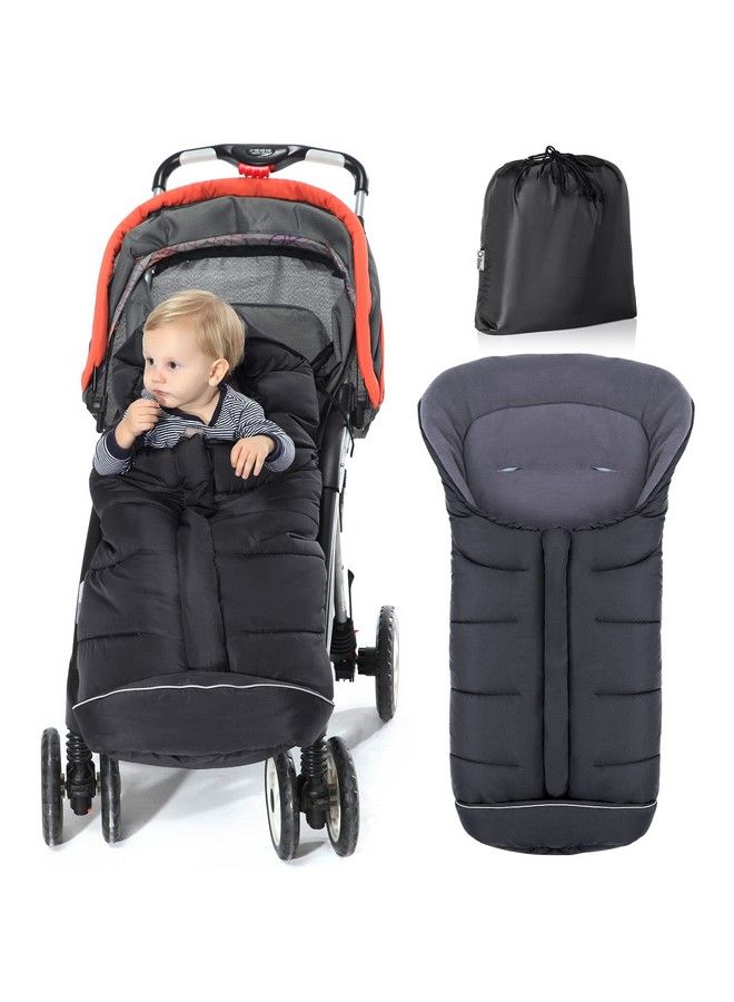 Universal Footmuff For Stroller Winter Warm Baby Stroller Bunting Bag Waterproof Windproof Warm Coral Fleece Lined For Toddler Stroller Sleeping Bag (Black)