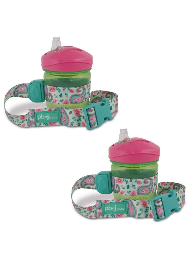 Sippypal Sippy Cup Holder Strap Leash Tether (Green Paisley 2Pack)