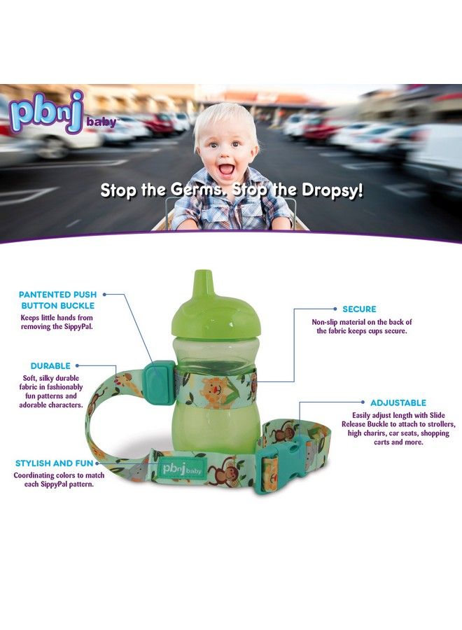 Sippypal Sippy Cup Holder Strap Leash Tether (Green Paisley 2Pack)