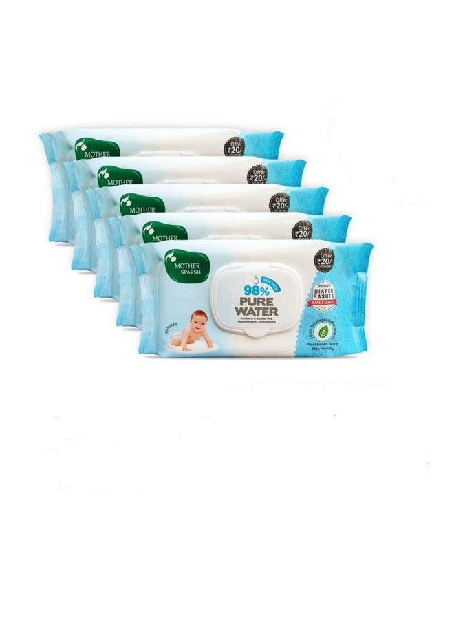 98% Water Based Scented Wipes I Plant Derived Fabric I Mild Scented I 80 Pcs Pack Pack Of 5