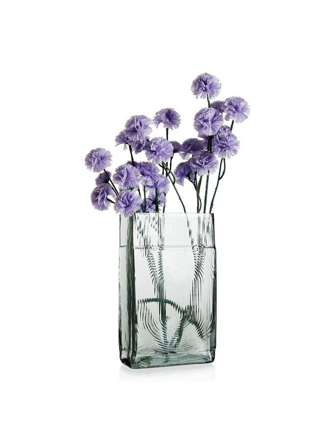 Decorative Vase Square Glass Vase Flower Vase For Home Table Centerpieces (Gray)